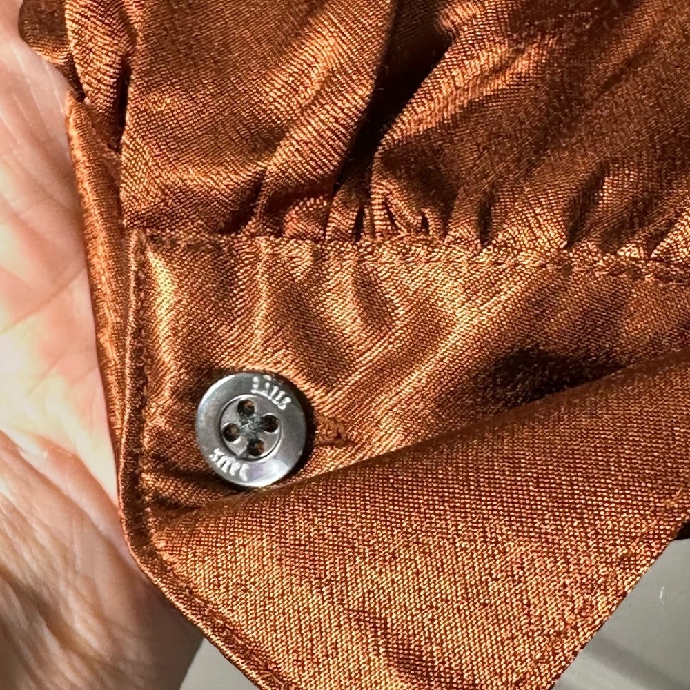 Rails Satin Copper Brown V-Neck Blouse - Picture 7 of 11